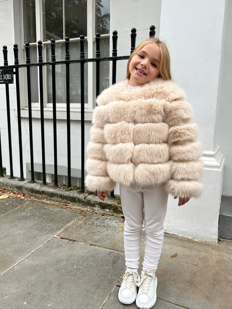 Light Beige Kids Faux Fur Coat - H&L