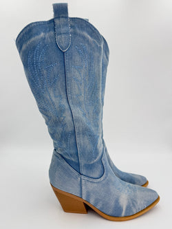 Light Denim Cowboy Boots - H&L