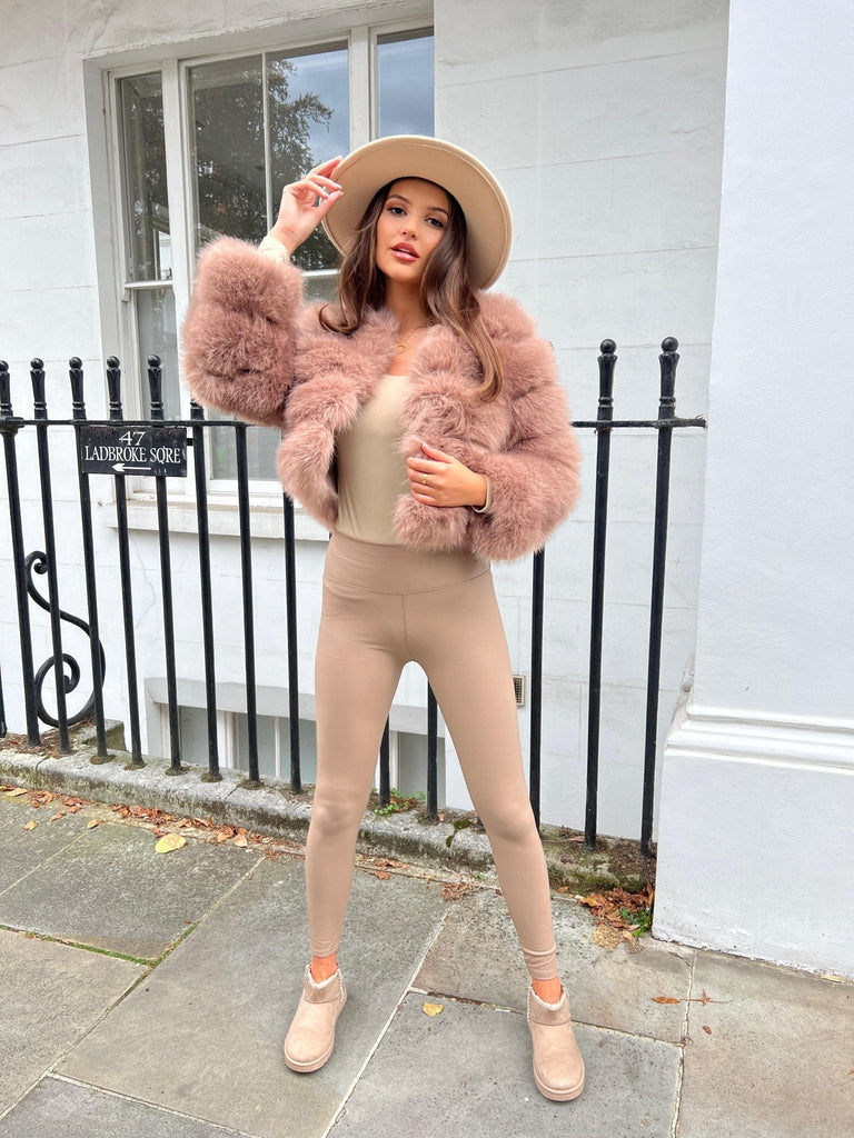 Taupe Premium Faux Fur Jacket - H&L