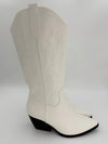 White Faux Leather Embroidered Cowboy Boots - H&L